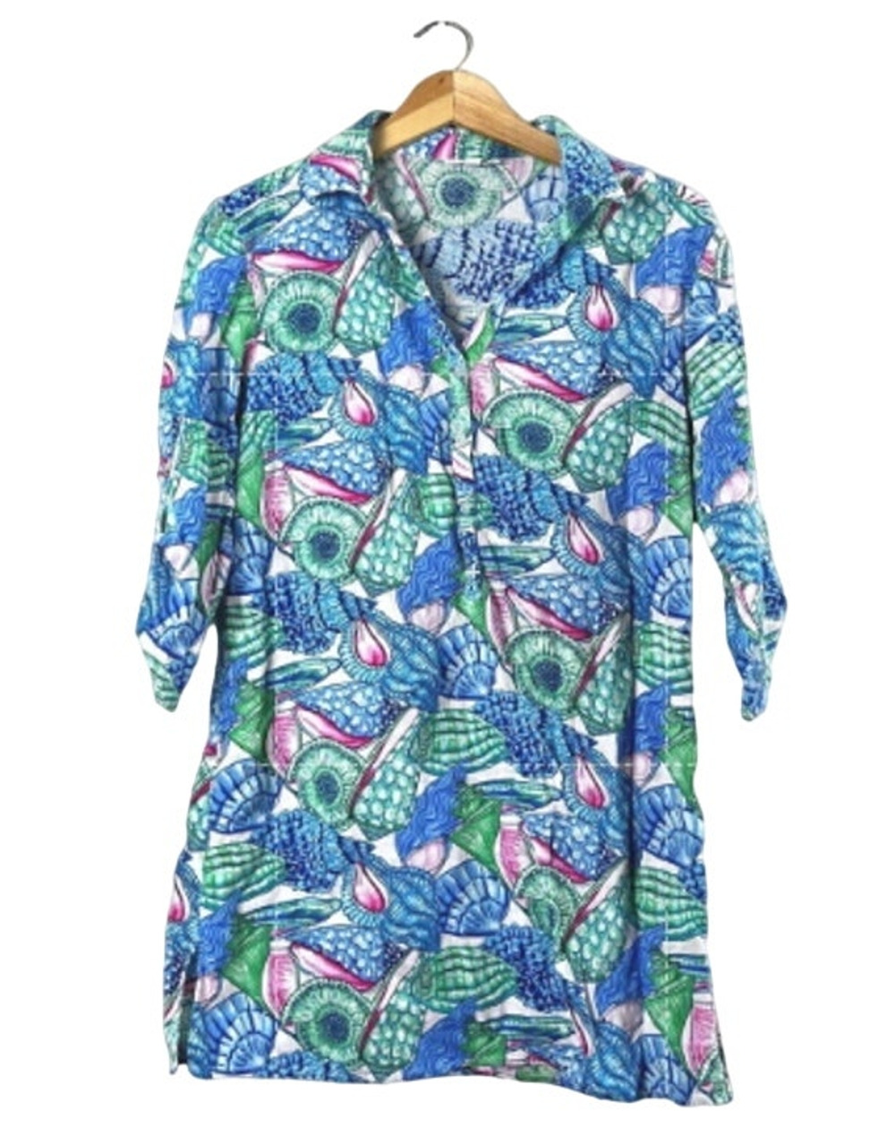 Blue Seashell Talbots Women's Shirt Dress XS